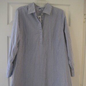 OLD NAVY BLUE AND WHITE STRIPED LONG SLEEVE SWING SHIRT DRESS W/ POCKETS XL NWT